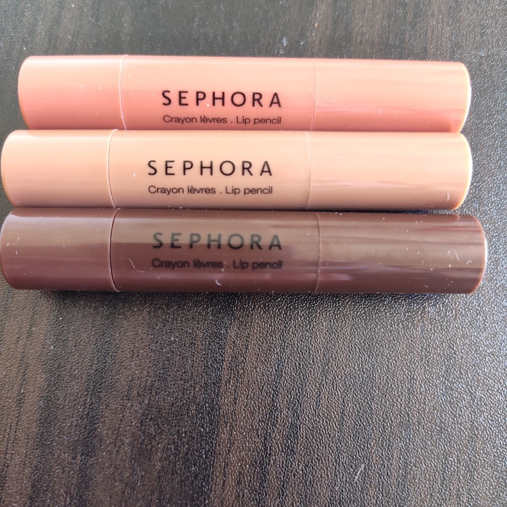 Sephora lip crayon pencils Coral Chocolate Sand cosmetics beauty glamorous fun